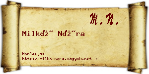 Milkó Nóra névjegykártya